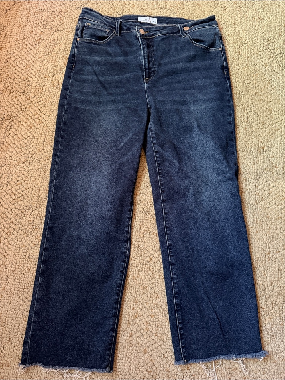 Classic High-Rise Straight-Leg Jeans in Dark Blue